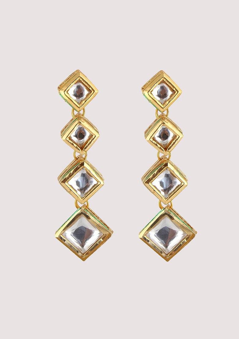 White Studs Gold Plated Earrings