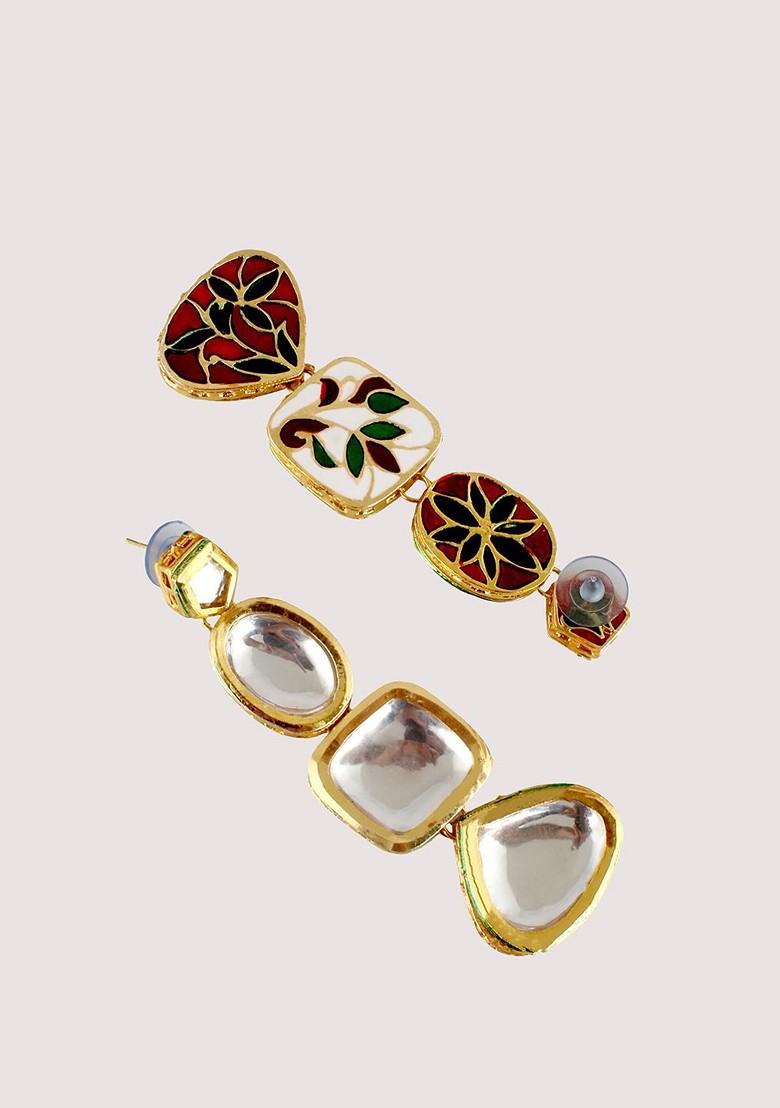 White Studs Gold Plated Earrings