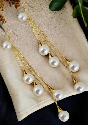 Gold Beaded Gold Plated Earrings