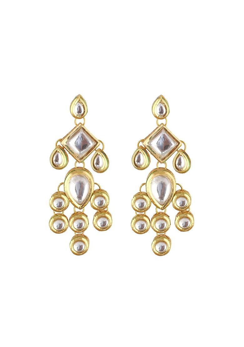 White Studs Gold Plated Earrings