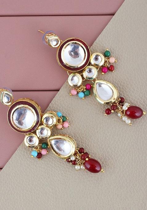 Blue Kundan Gold Plated Earrings