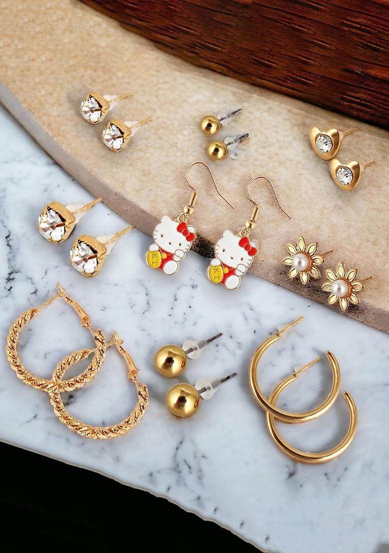 Gold Beaded Gold Plated Earrings