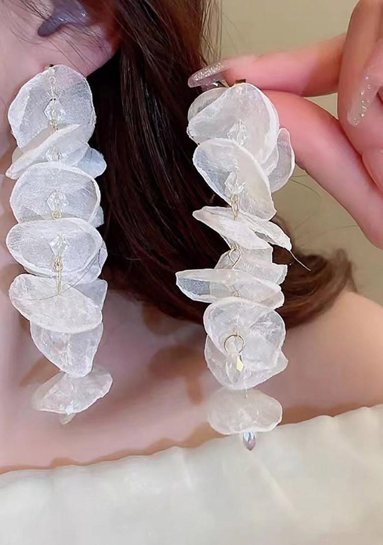 White Studs Gold Plated Earrings