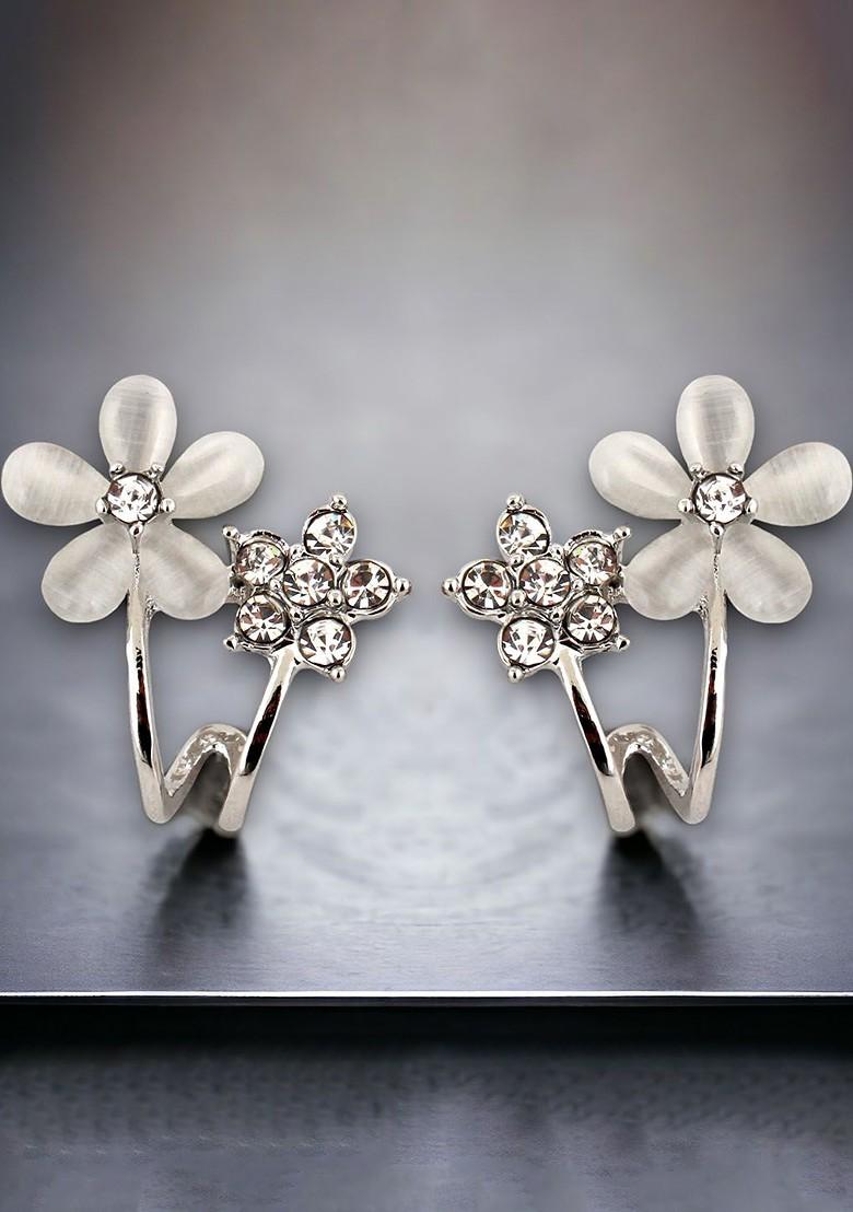 Silver Studded Silver Plated Earrings