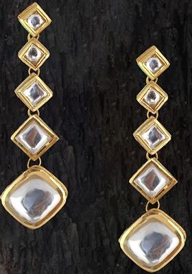 White Studs Gold Plated Earrings