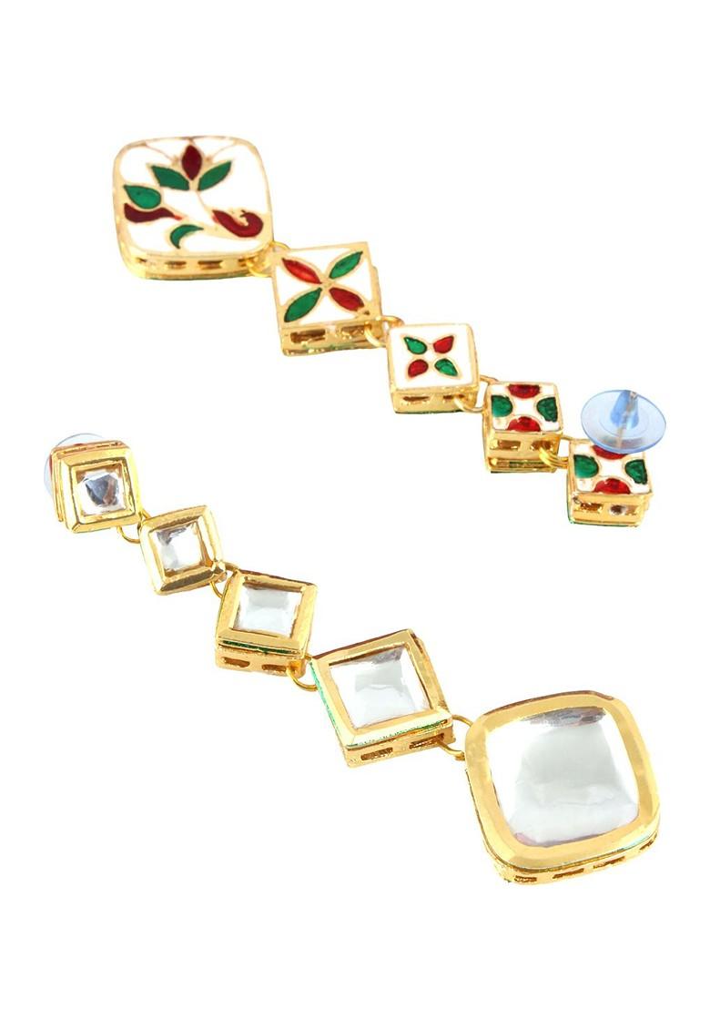 White Studs Gold Plated Earrings