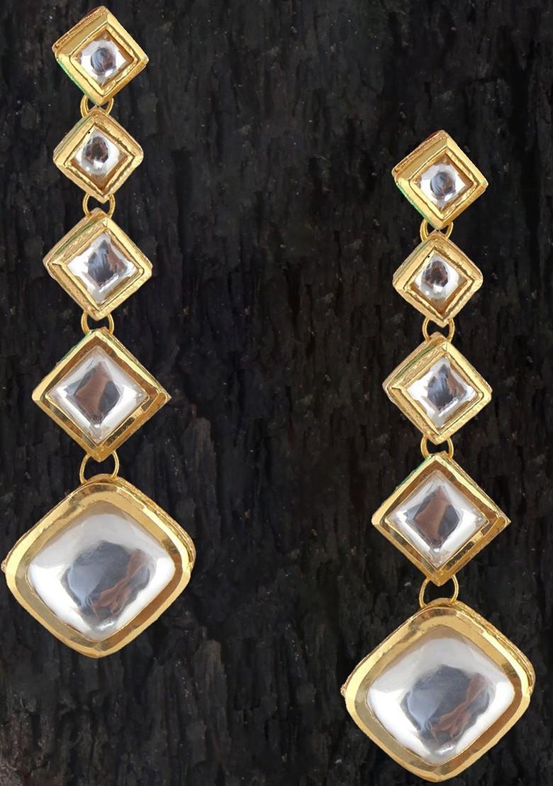 White Studs Gold Plated Earrings