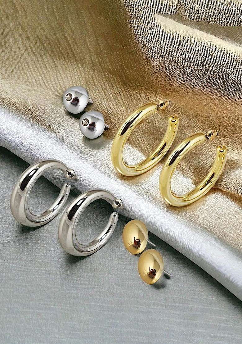 Silver Studs Silver Plated Earrings - Indya