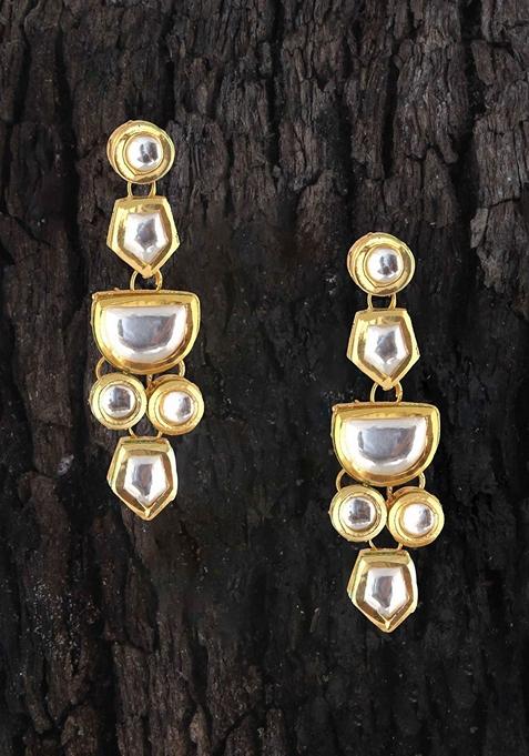 White Studs Gold Plated Earrings