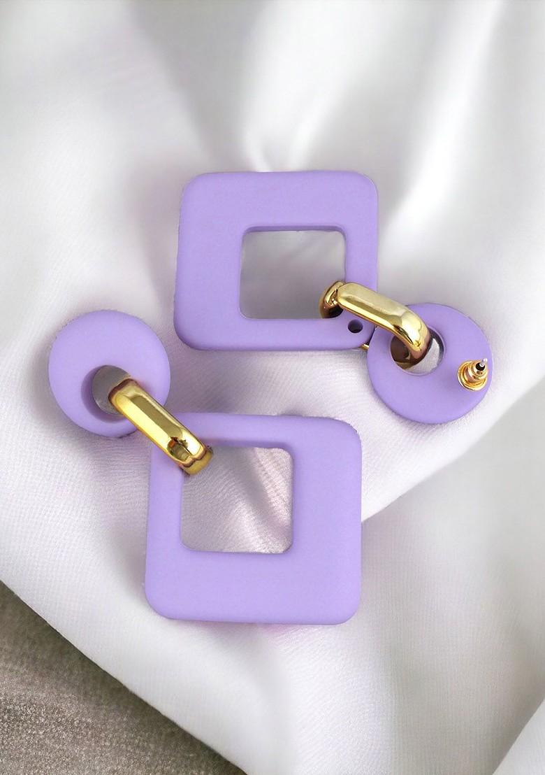 Purple Studs Gold Plated Earrings