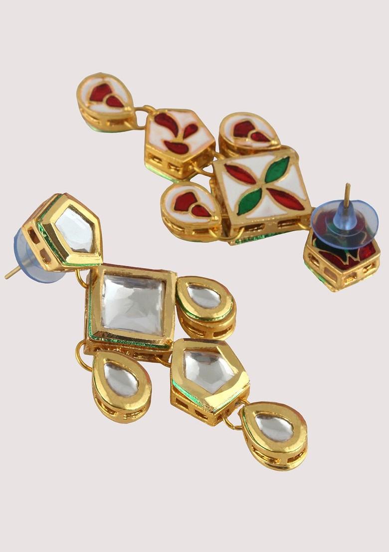 White Studs Gold Plated Earrings