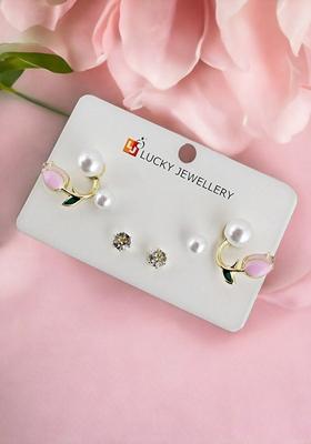 Gold Beaded Gold Plated Earrings