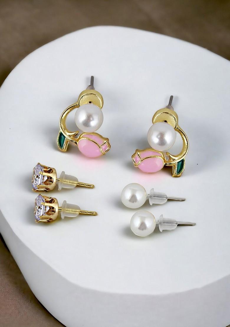 Gold Beaded Gold Plated Earrings