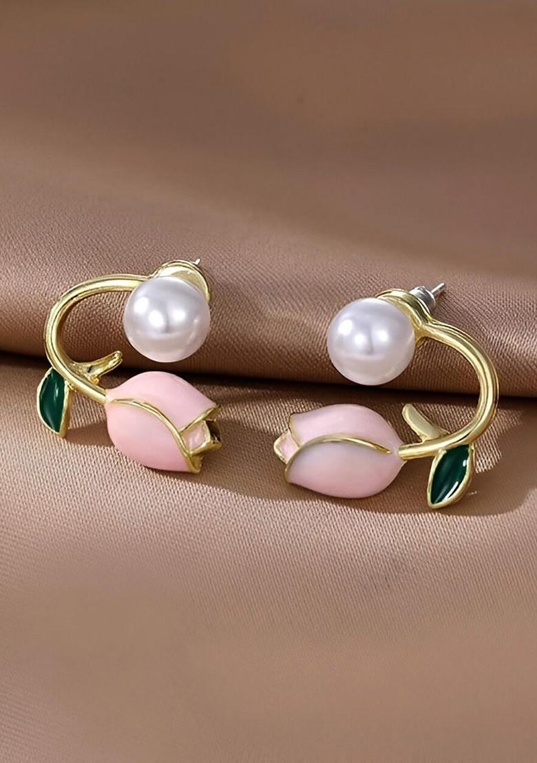 Gold Beaded Gold Plated Earrings