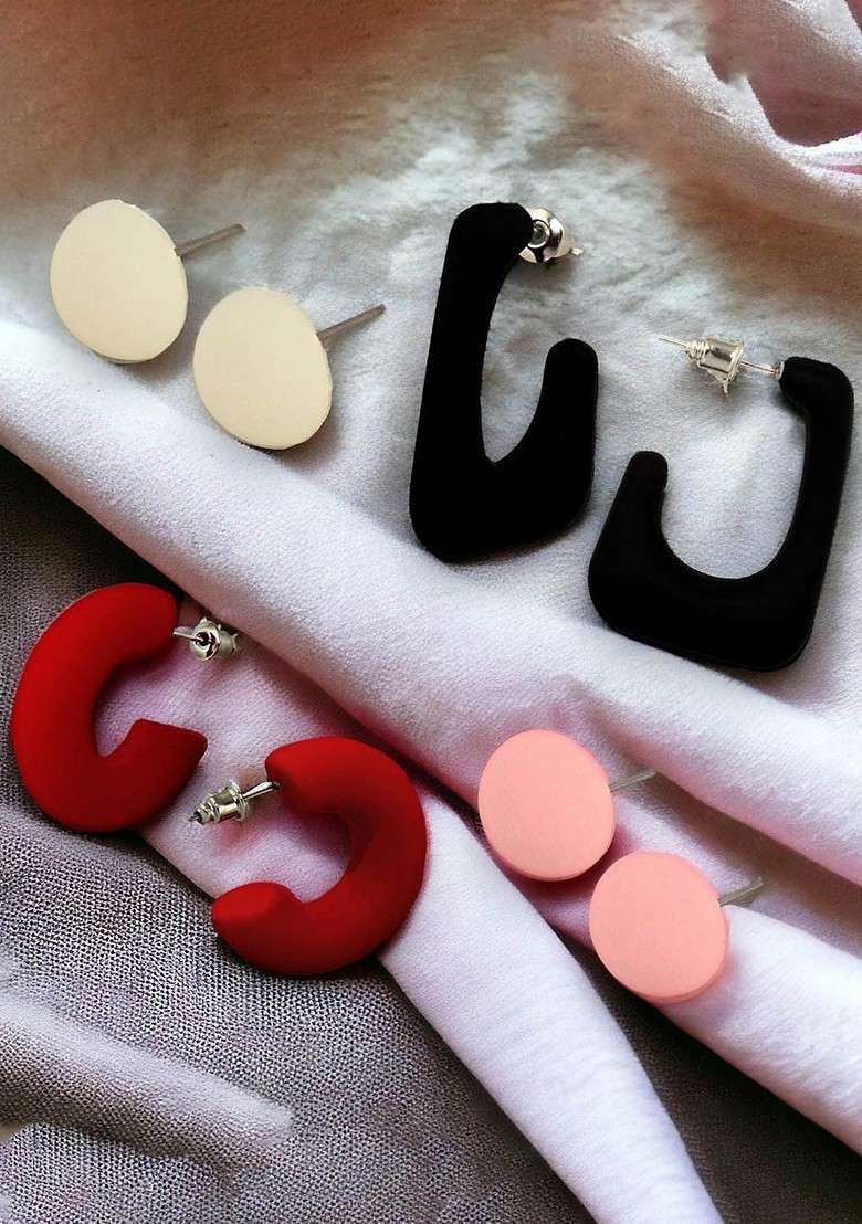 Silver Studs Silver Plated Earrings - Indya