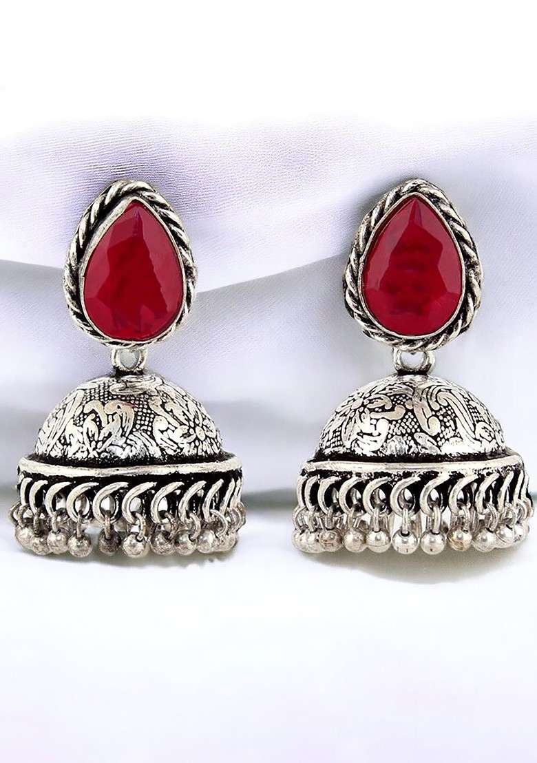 Silver Studs Silver Plated Earrings - Indya