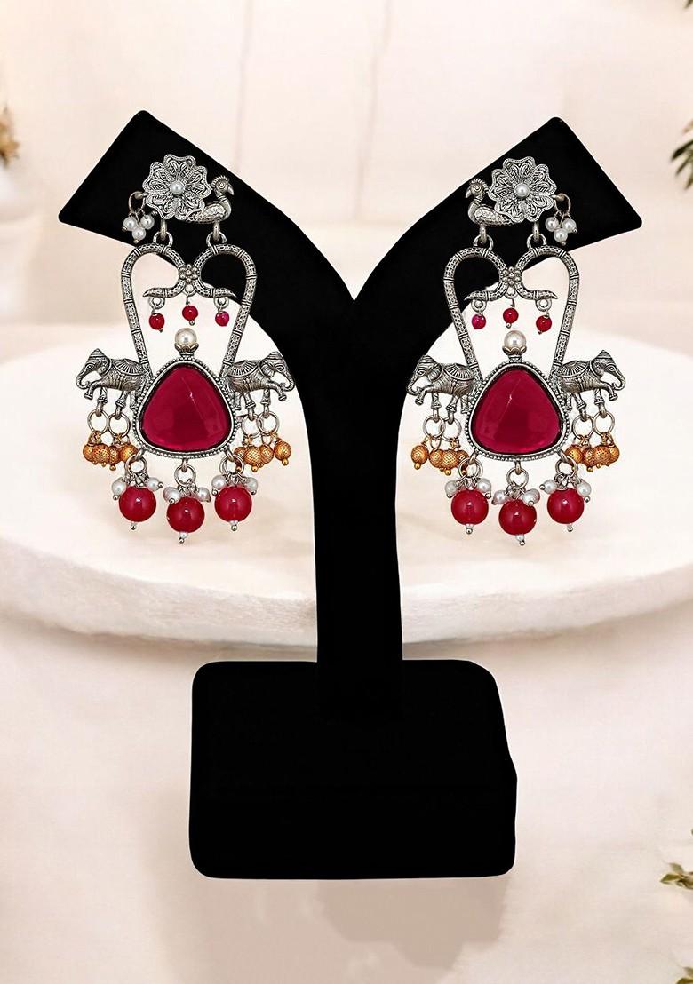 Silver Studded Silver Plated Earrings