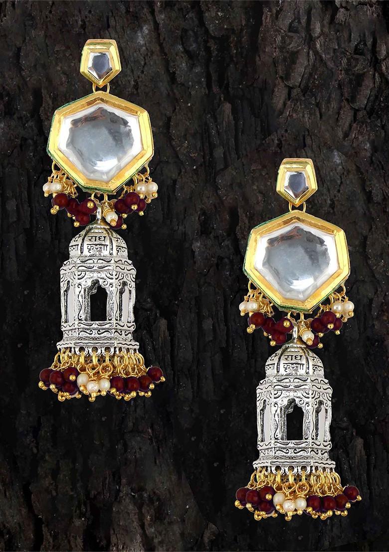 Silver Studs Gold Plated Earrings