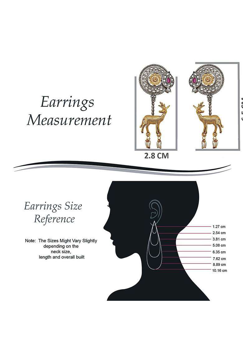 Silver Studded Gold Plated Earrings - Indya