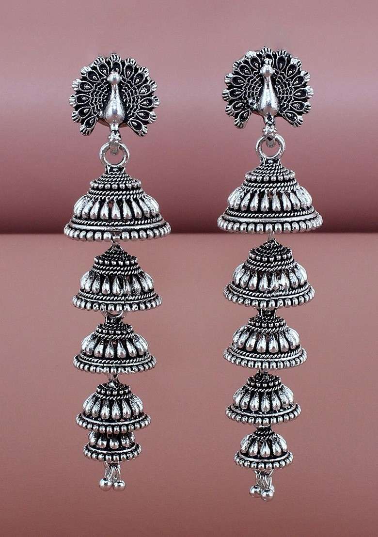 Silver Studs Silver Plated Earrings - Indya