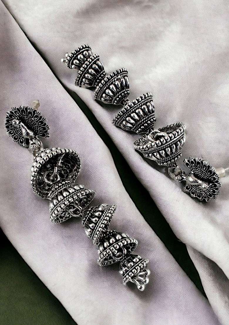 Silver Studs Silver Plated Earrings - Indya