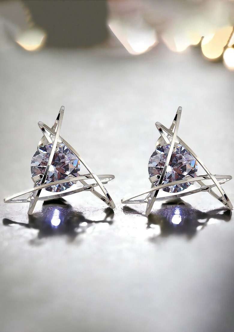 Silver Studs Silver Plated Earrings - Indya