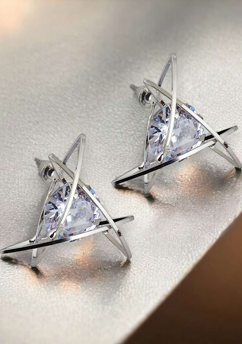 Silver Studs Silver Plated Earrings - Indya