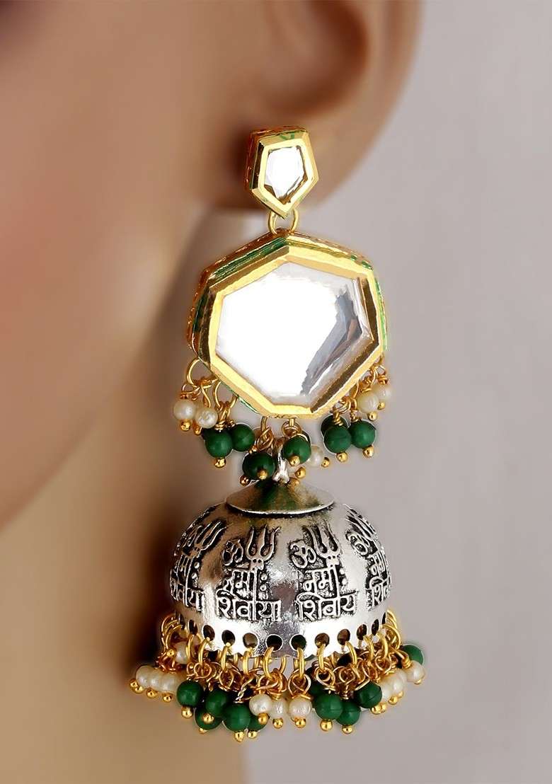 Silver Studs Gold Plated Earrings - Indya