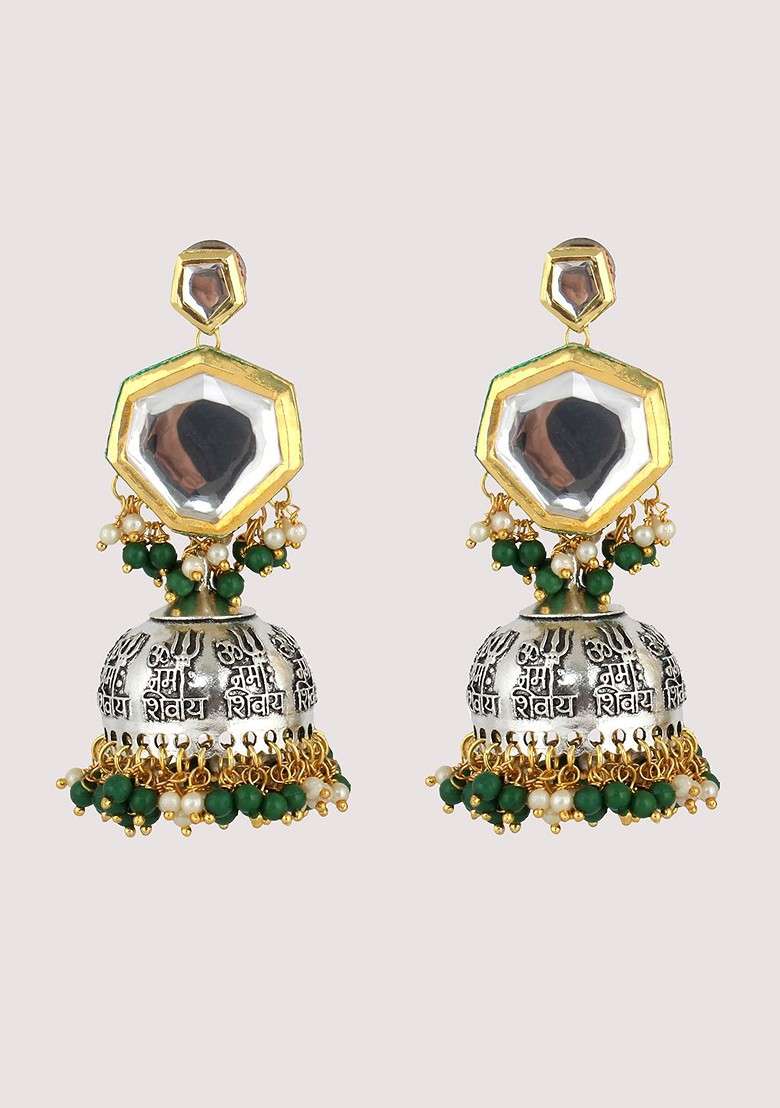 Silver Studs Gold Plated Earrings - Indya