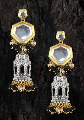 Silver Studs Gold Plated Earrings