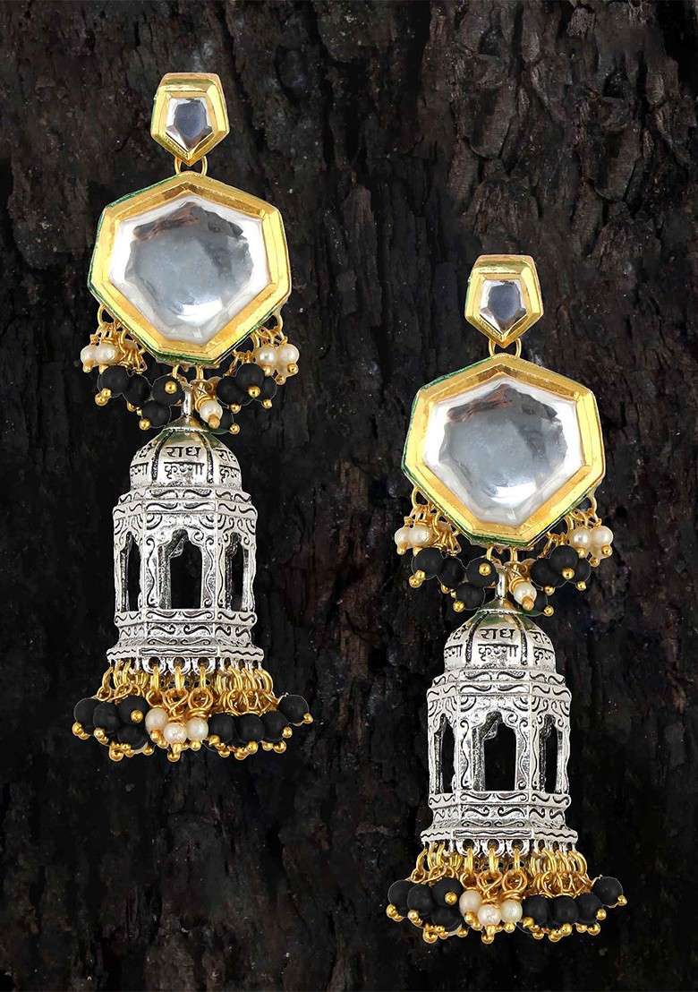Silver Studs Gold Plated Earrings - Indya