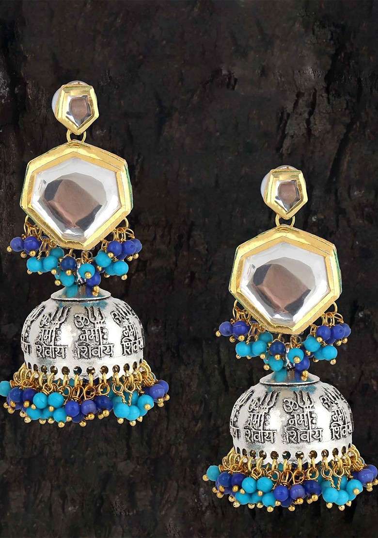 Silver Studs Gold Plated Earrings - Indya