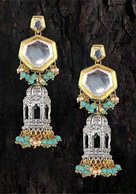 Silver Studs Gold Plated Earrings