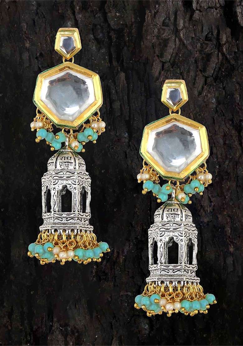 Silver Studs Gold Plated Earrings - Indya
