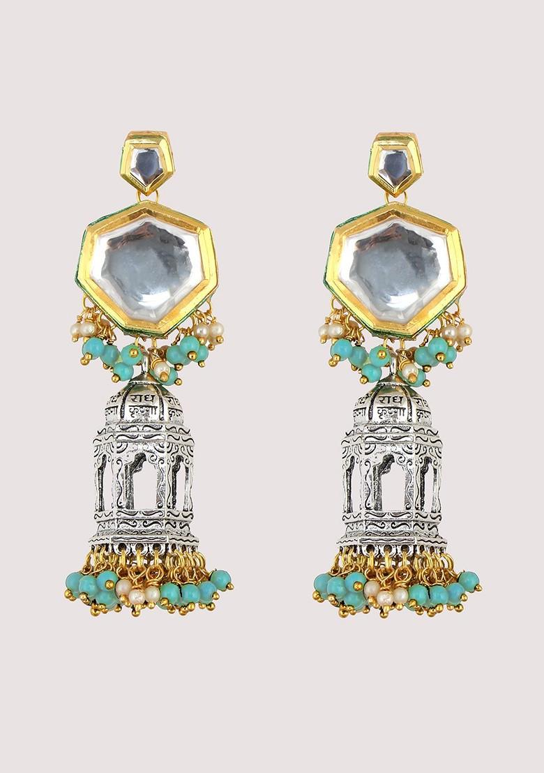 Silver Studs Gold Plated Earrings