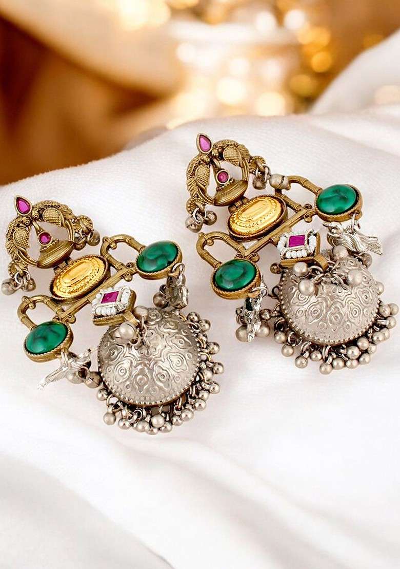 Silver Studs Silver Plated Earrings - Indya