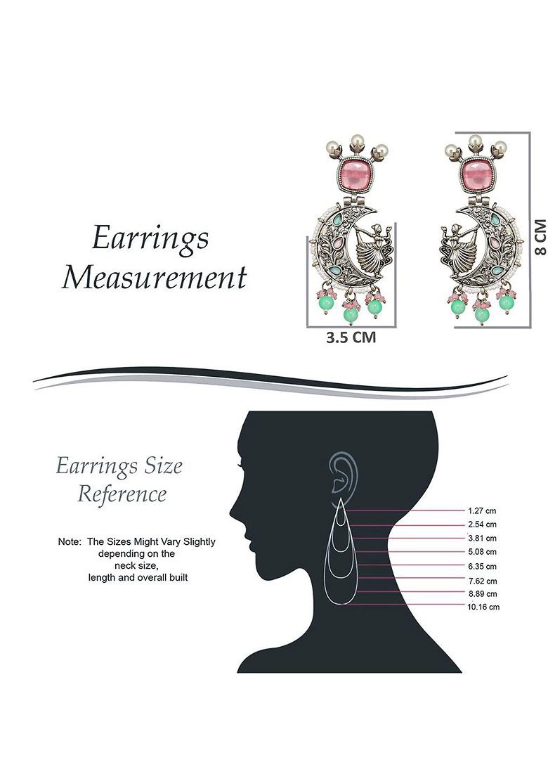 Silver Beaded Oxidised Earrings