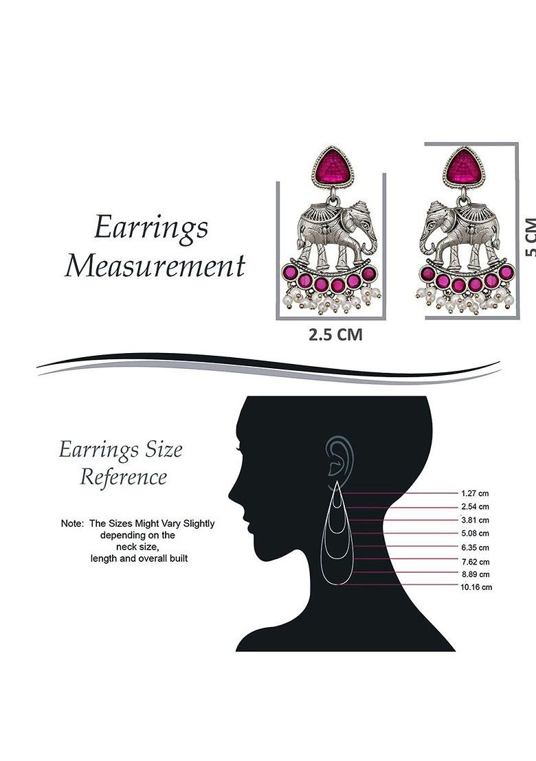 Silver Beaded Oxidised Earrings