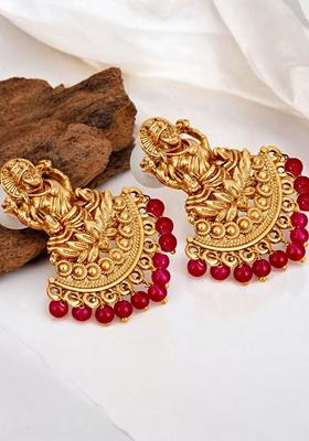 Gold Beaded Gold Plated Earrings