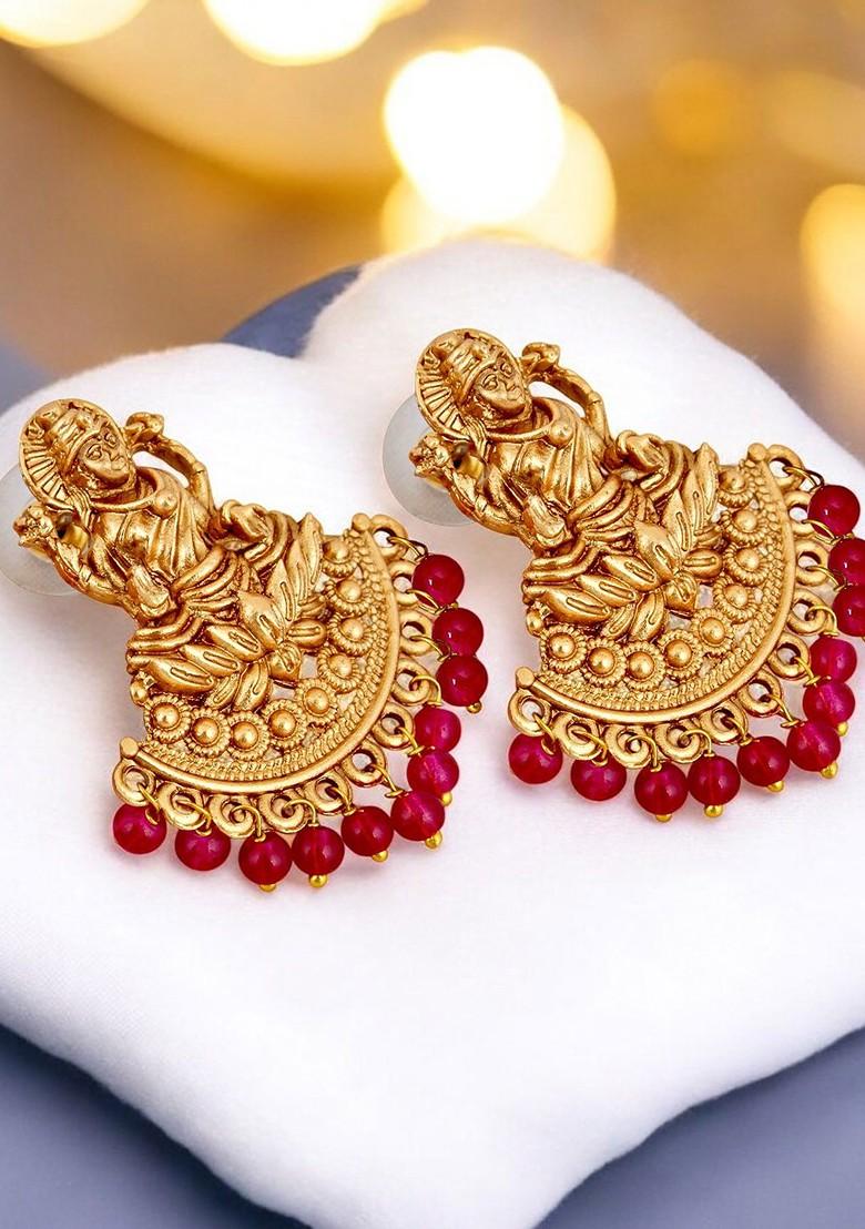 Gold Beaded Gold Plated Earrings
