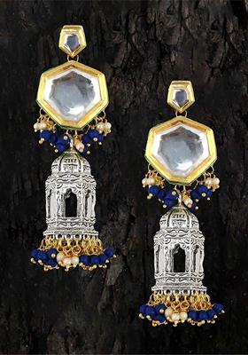 Silver Studs Gold Plated Earrings