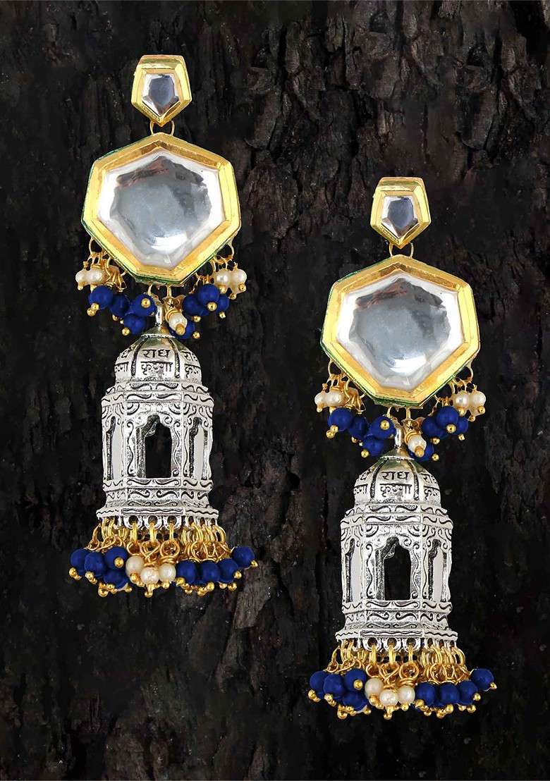 Silver Studs Gold Plated Earrings - Indya