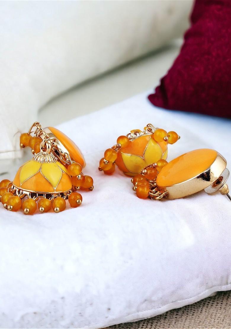 Gold Beaded Gold Plated Earrings