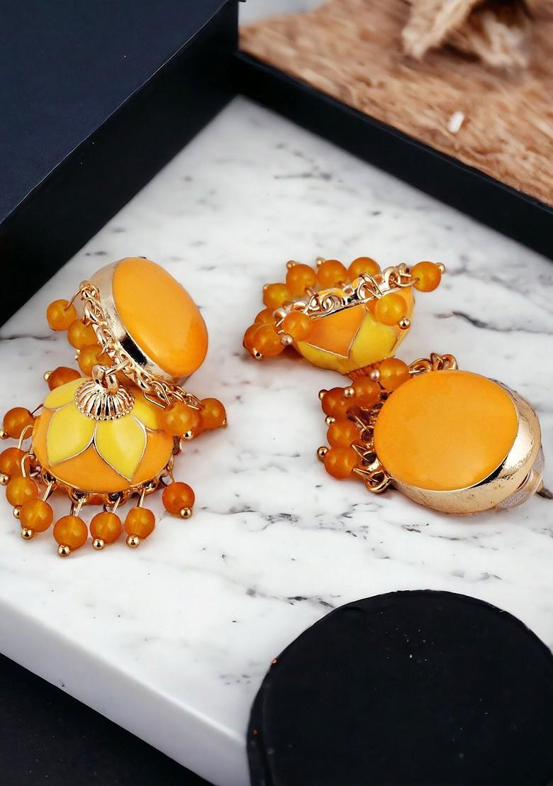 Gold Beaded Gold Plated Earrings