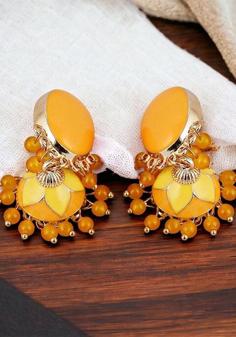 Gold Beaded Gold Plated Earrings