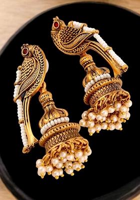 Gold Beaded Gold Plated Earrings