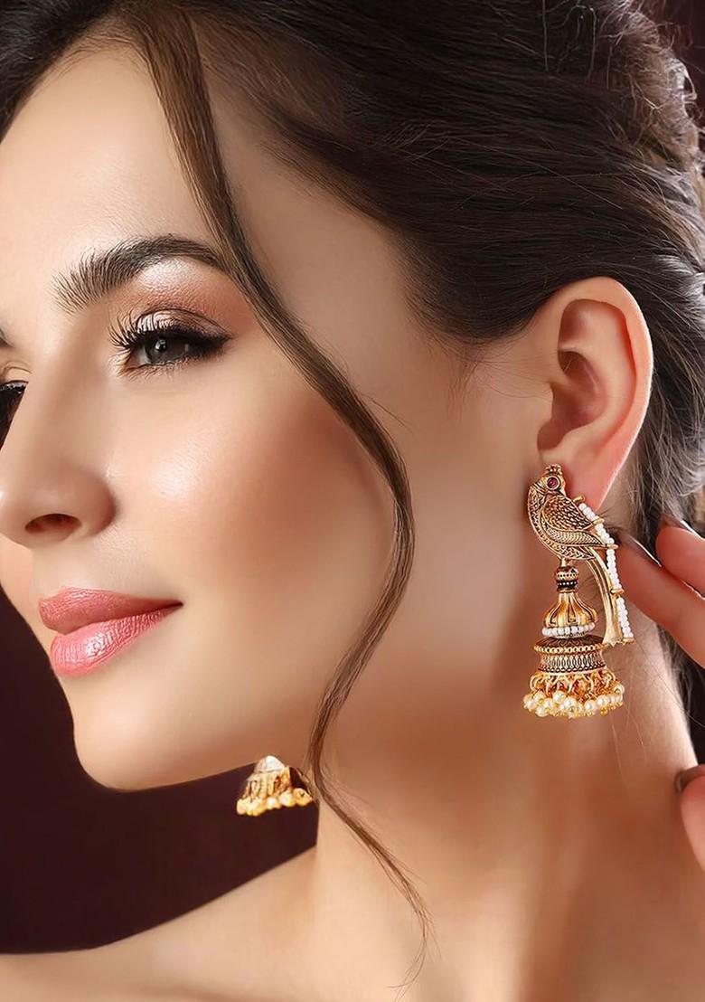 Gold Beaded Gold Plated Earrings