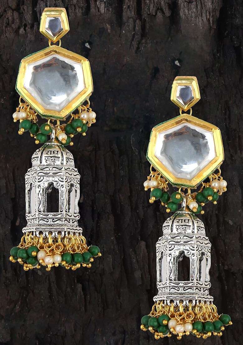 Silver Studs Gold Plated Earrings - Indya