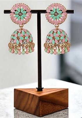 Pink Studs Gold Plated Earrings