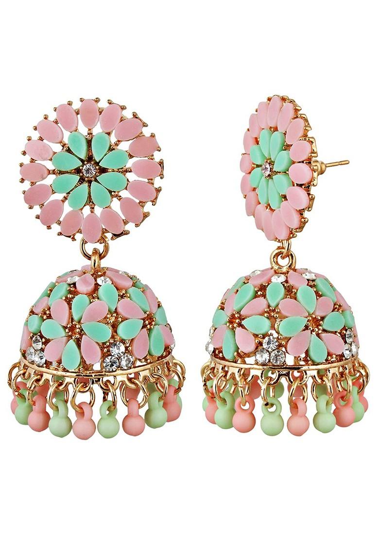 Pink Studs Gold Plated Earrings